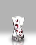 Ruby Leaf hand-blown glass twist vase, 20cm