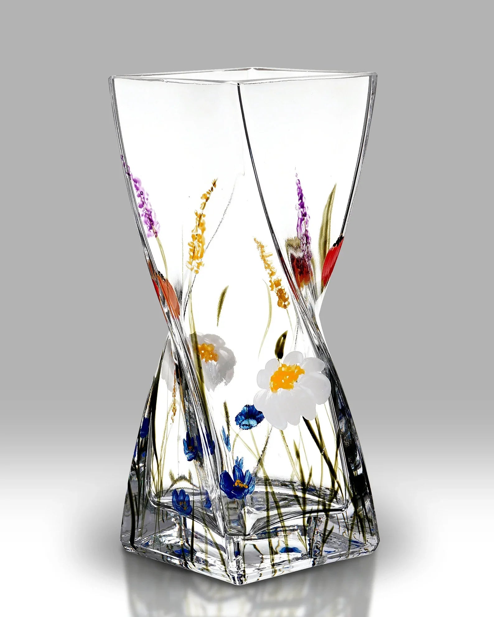 Meadow hand-blown glass twist vase, 25cm