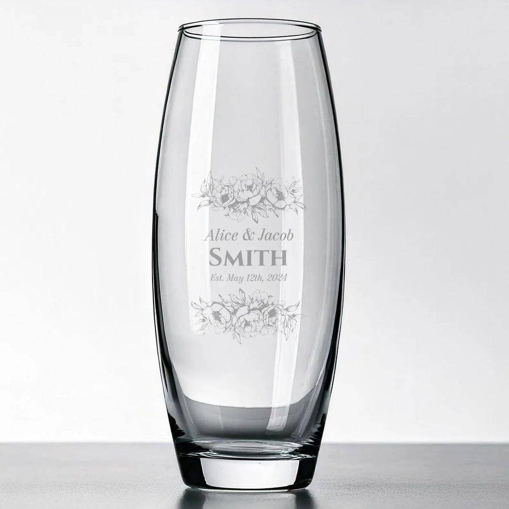 Personalized Engraved Glass Flower Vase | Anniversary Gift