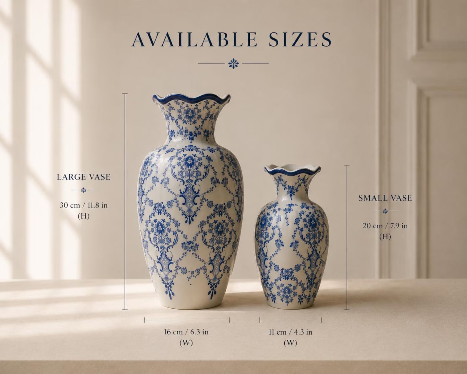 Blue and White Porcelain Vase, Hand Painted Ceramic Flower Vase, Chinoiserie Home Decor, Elegant Floral Centerpiece, Vintage Style Decor